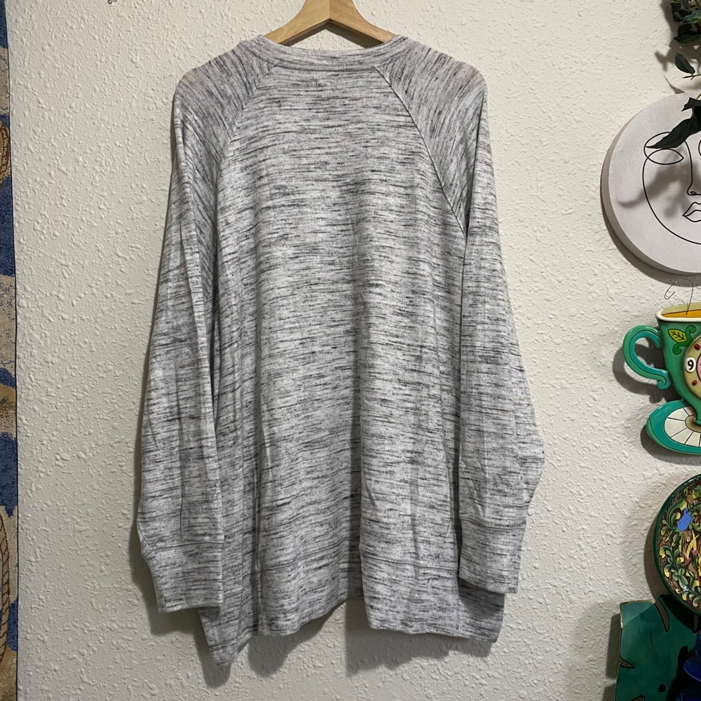New Aerie Women Gray Heathered Long Sleeve Raglan Sweatshirt Top XL basic staple - Picture 7 of 8